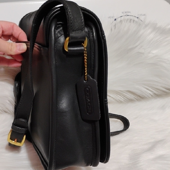 SALE! Coach Vintage 9092 Tribeca Black Leather Flap Shoulder Bag & Hangtag - Picture 8 of 17